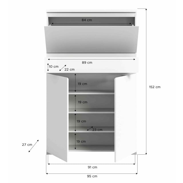 Shoelove schoenenkast wit NB - 27x95x151cm