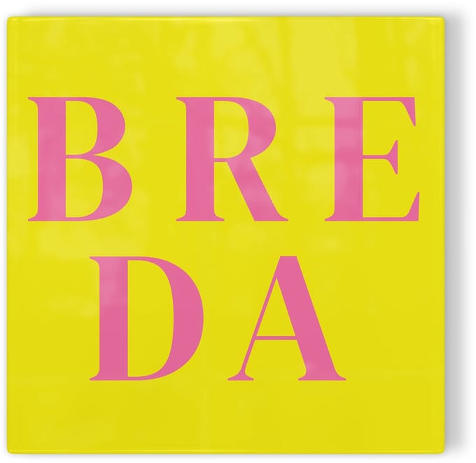 Tegeltje Breda - geel roze - tegeltje stad - tegeltje met tekst