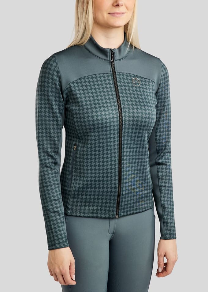 Montar SS26 MoHannah AO Geprinte Houndstooth Full Zip Jas Jade M