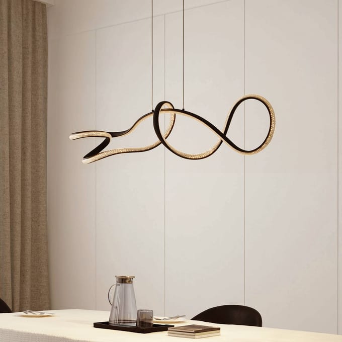 Lucande LED hanglamp Rodado, zwart, 110 cm, aluminium