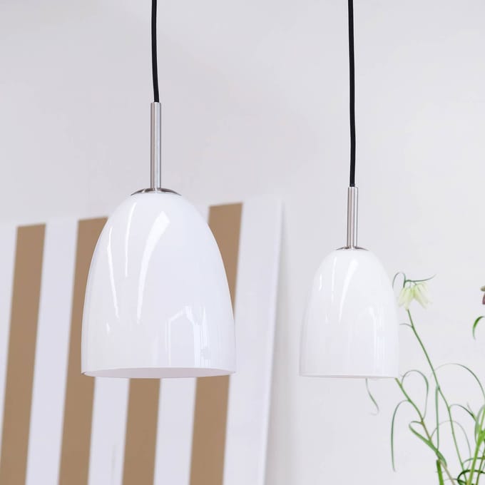 Dyberg Larsen hanglamp Jazz opaal/staal, Ø 12 cm, glas