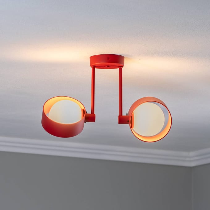 Argon Plafondlamp Mado, 2-lamps, rood