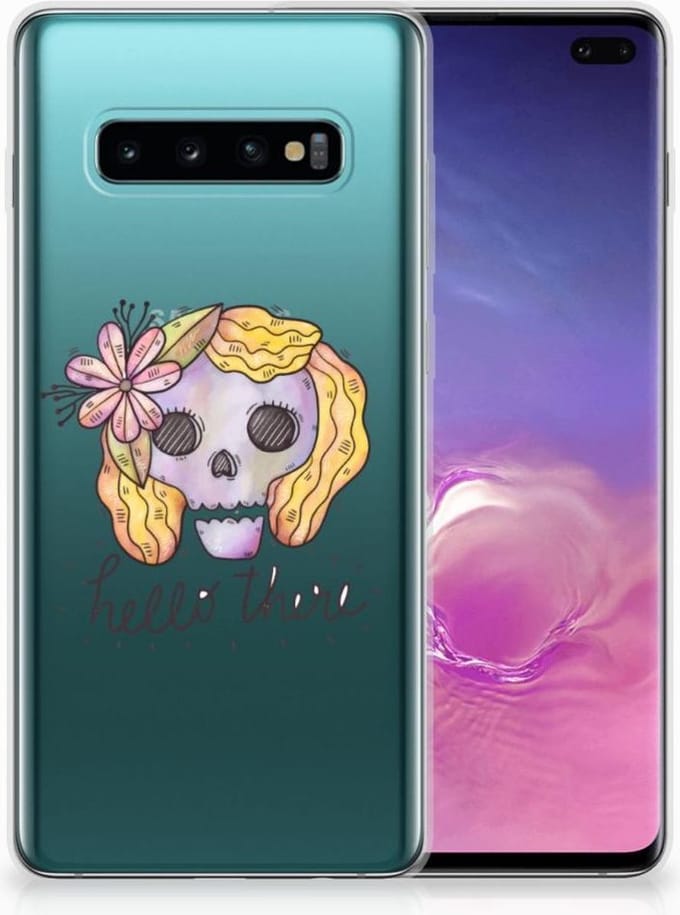 Silicone Back Case Samsung Galaxy S10 Plus Boho Skull