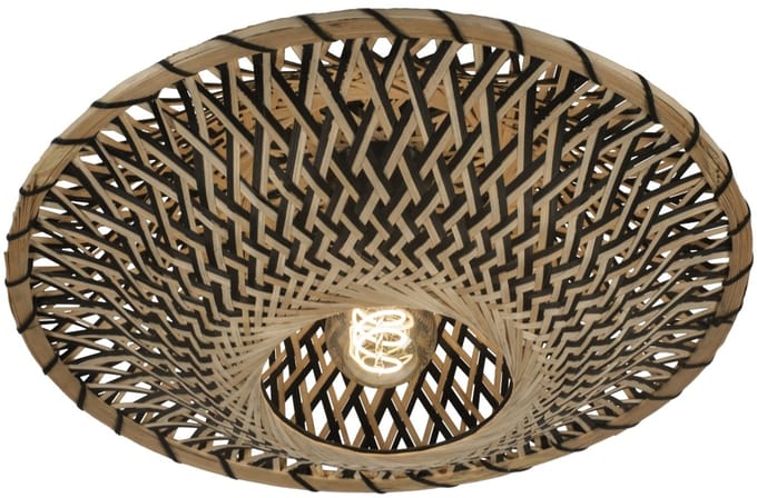 Lumidora Plafondlamp 74747 - Plafonniere - JOAH - E27 - Zwart - Naturel - Riet - ⌀ 40 cm