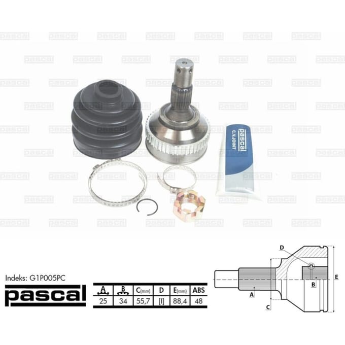 Homokineet reparatie set, aandrijfas PASCAL G1P005PC