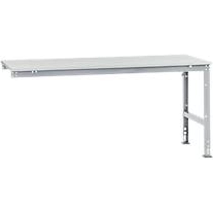 Manuflex AU6121.9006 Werk aanschuiftafel universele standaard met melamine schijf, bxdxh = 2000 x 1000 x 760-870 mm Aluminium-zilver