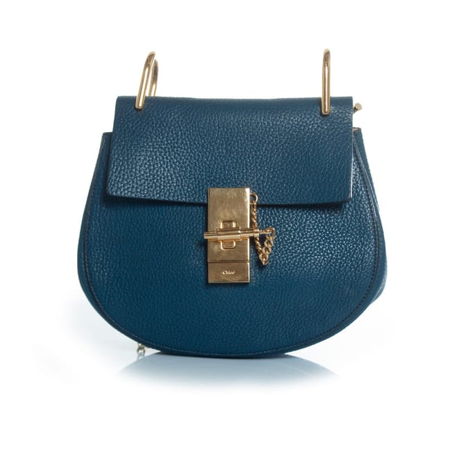 blauwe leren drew tas