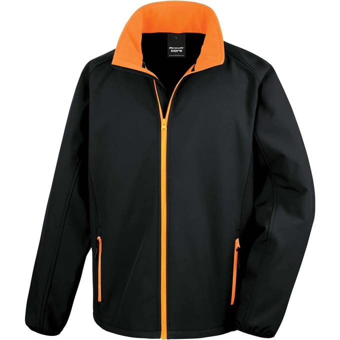 Result Printable Soft Shell Jacket RT231 - Black/Orange - 4XL