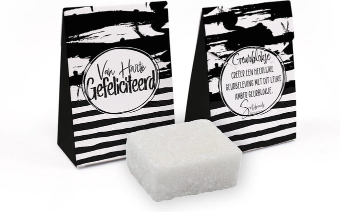 Amberblokje / Geurblokje (1 blokje) - Van harte gefeliciteerd!