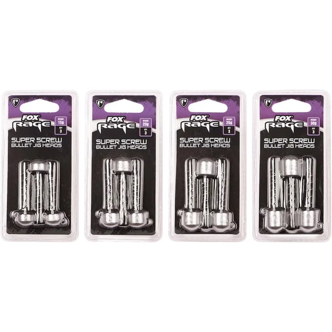 Fox Rage Super Screw Bullet Jig Heads 30g