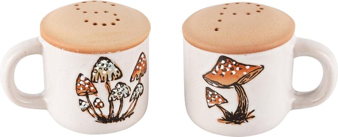 Dekoratief | Duo peper/zout 'Mushroom Mood', wit, keramiek, 11x8x8cm | A245497