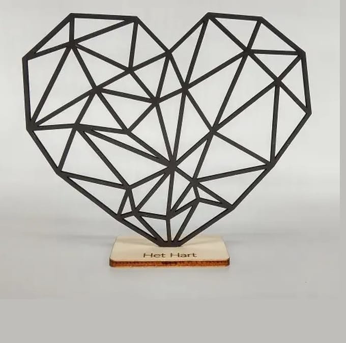 Silhouette - Hart - op voetstuk - 20x24cm - zwart