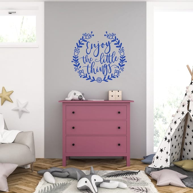 Muursticker - Enjoy The Little Things - 58 x 62 - Blauw
