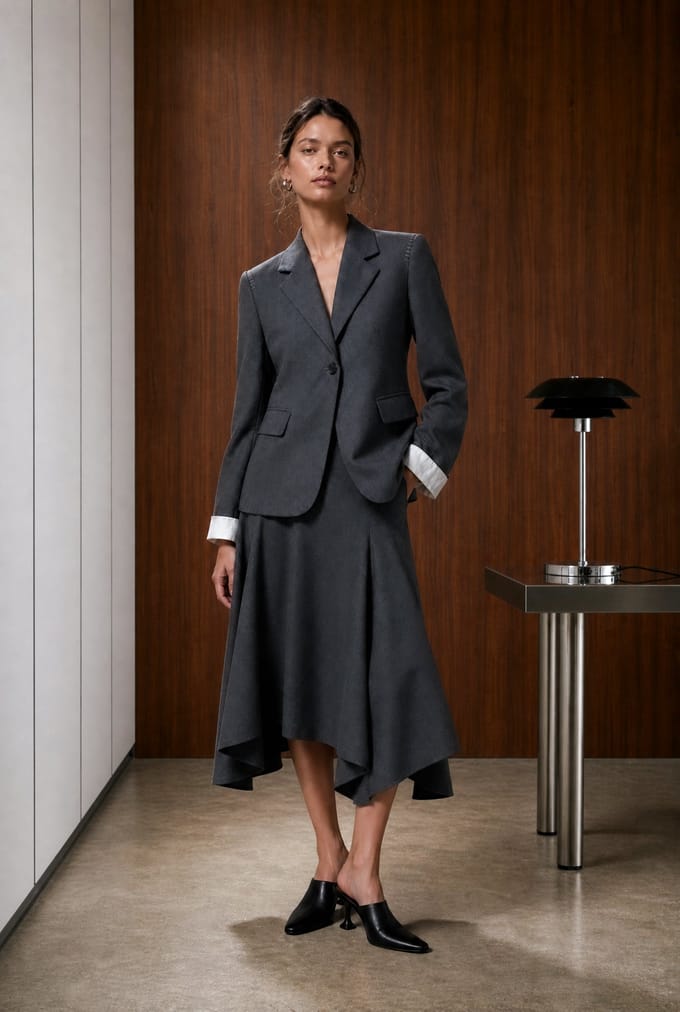 Marta asymmetrical viscose skirt | Anthracite - Anthracite / S