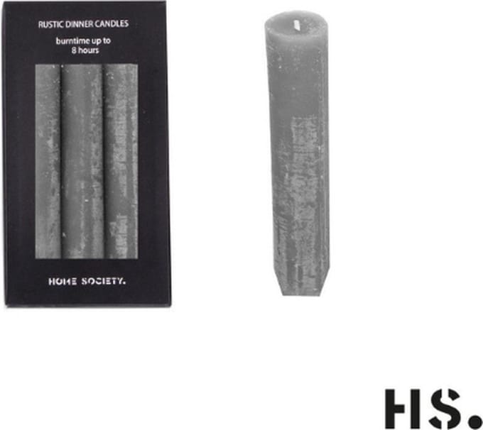 Home Society - Dinerkaars - 14cm - Doosje van 6 - Rustic Dinner Candles Grey
