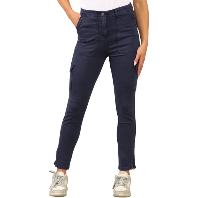 MYT Dames Cargo Chino Enkel Grazer Broek in Navy