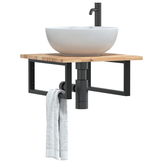 vidaXL - Badkamer - wandschap - staal - en - massief - acaciahout