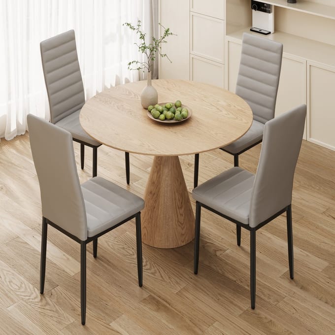 Bealife TB40C Eetkamerstoelen - 4 stoelen - PU Leer bekleed - Licht Grijs