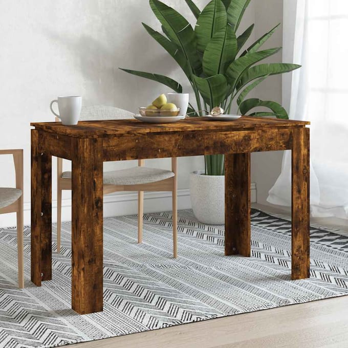 vidaXL - Eettafel - 120x60x76 - cm - bewerkt - hout - gerookt - eikenkleurig
