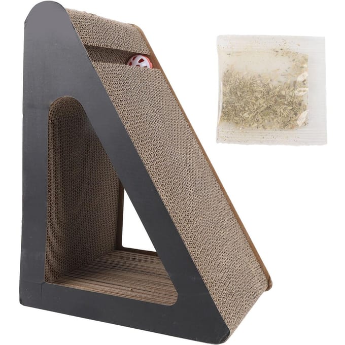 Kattenkrabplank Driehoek Verticale Vorm Golfkarton Kattenkrabber voor beige