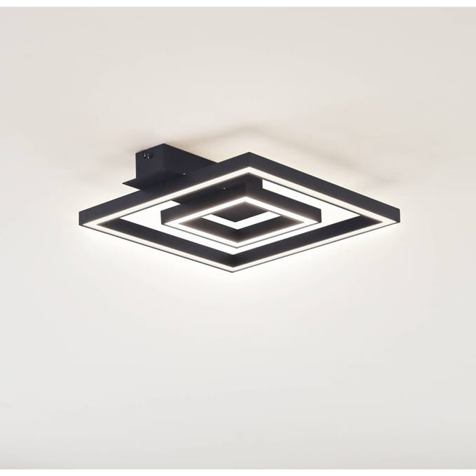 Lindby LED plafondlamp Madamo, zwart, 30 cm, 3000K, aluminium