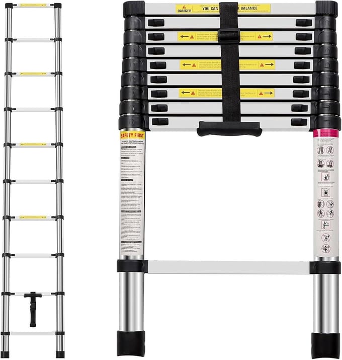 Uitschuifbare Ladder - Telescopische Ladder - Klus Klussen - Multifunctioneel Ontwerp - 29 Meter Hoog - Zilver