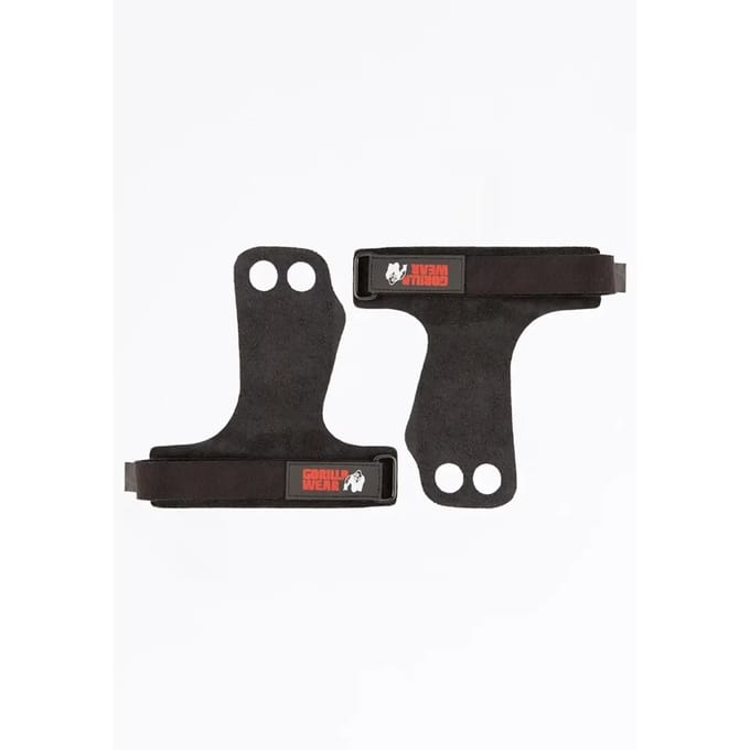 Gorilla Wear 2-Hole Leren Lifting Grips - Zwart - S