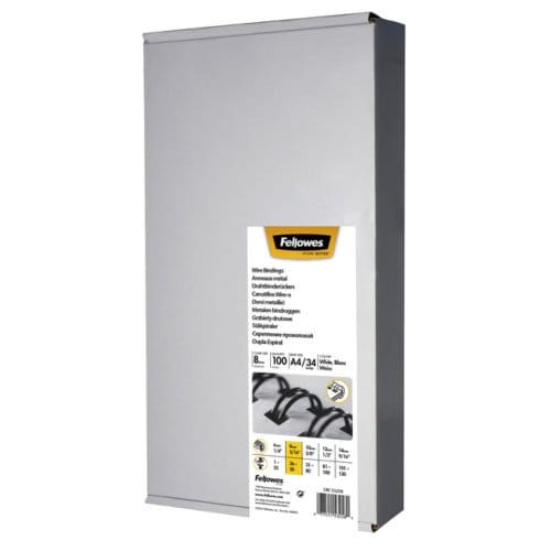 Draadrug fellowes 8mm 34-rings a4 wit 100 stuks