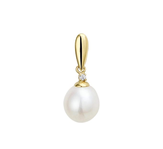 Marie Celeste hanger parel en zirkonia 14 x 8,5 mm - Goud