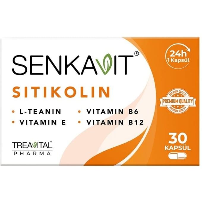 SENKAVIT Complément Alimentaire Contenant de la CITICOLINE + L-THÉANINE ET DE LA VITAMINE E 30 GÉLULES 1 PC