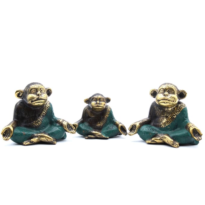 Feng Shui Aapjes - Yoga Aap Beeldjes - Set van 3 - 6x6x2cm