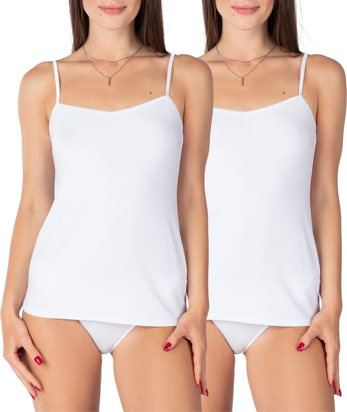 Bellivalini Dames Onderhemd - V-hals - Viscose - BLV-BLV50-218-UW - 2Pack-Wit - XS