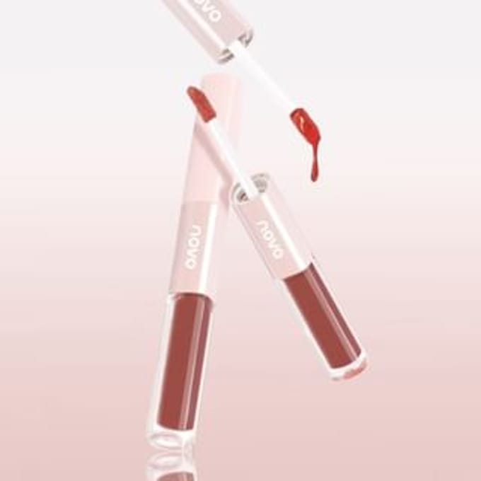 NOVO - Matte Dewy Dual-Effect Lip Gloss - 6 Colors 921# Orange Brown (1.4g & 1.3g)