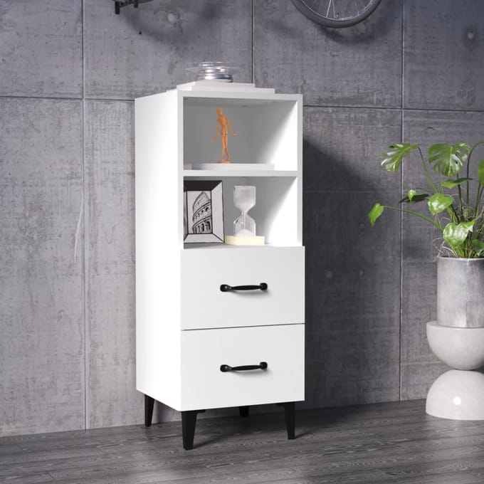 vidaXL - Dressoir - 34,5x34x90 - cm - bewerkt - hout - wit