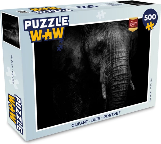 Puzzel Olifant - Dier - Portret - Legpuzzel - Puzzel 500 stukjes