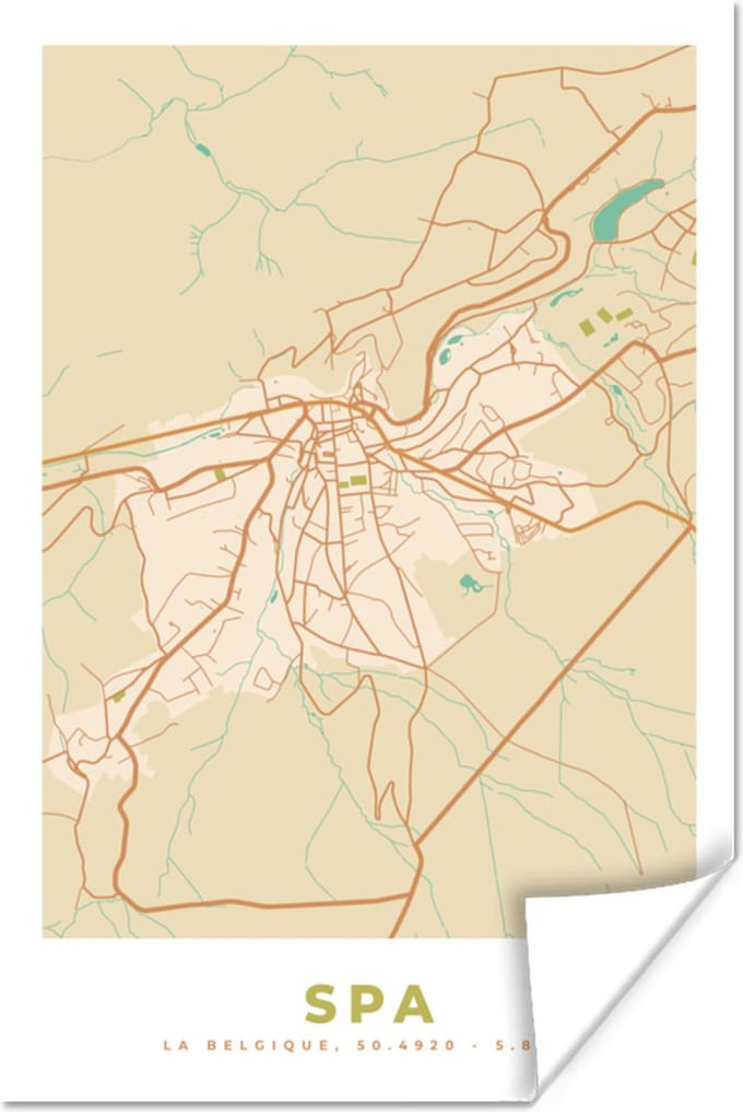 Poster Spa - Kaart - België - Stadskaart - Plattegrond - 40x60 cm