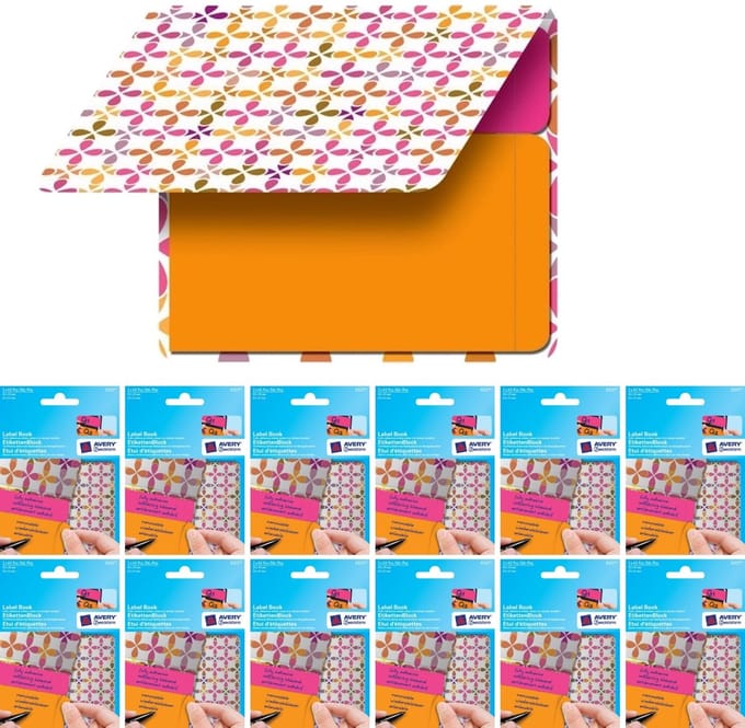 12x labelblok met 80x sticky notes oranje/roze