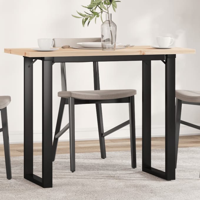 vidaXL - Eettafel - O-frame - 100x50x75,5 - cm - massief - grenenhout - en - staal