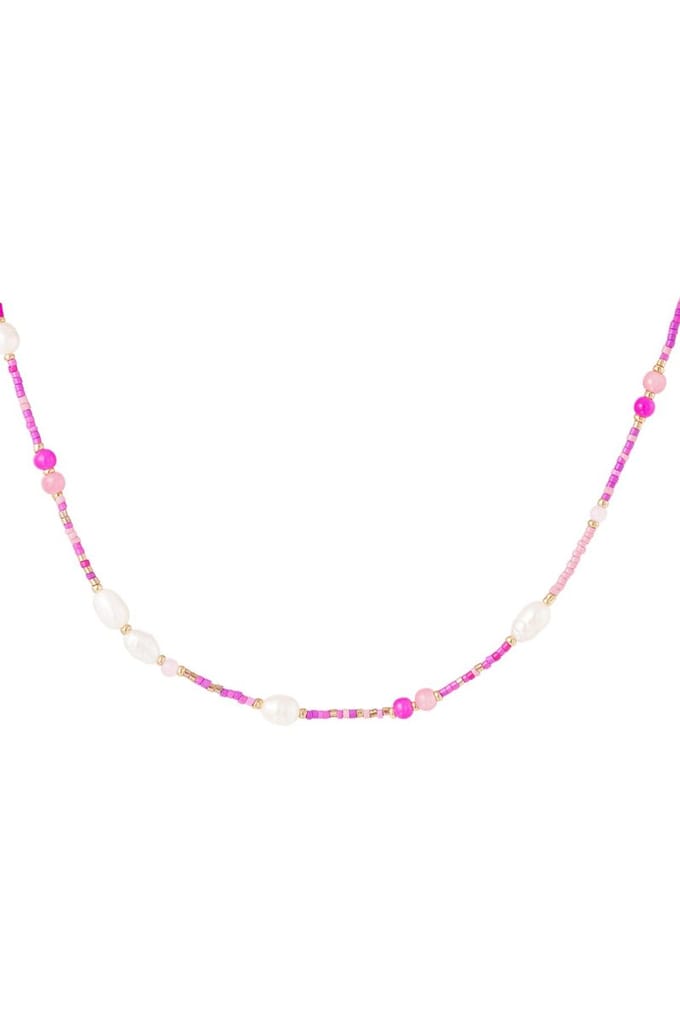 Ketting- Kralenketting - Rose - Yehwang- Valentijnsdag