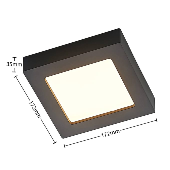 PRIOS - LED plafondlamp - CCT - 1licht - Polycarbonaat, aluminium - H: 3.45 cm - zwart, wit - Inclusief lichtbron