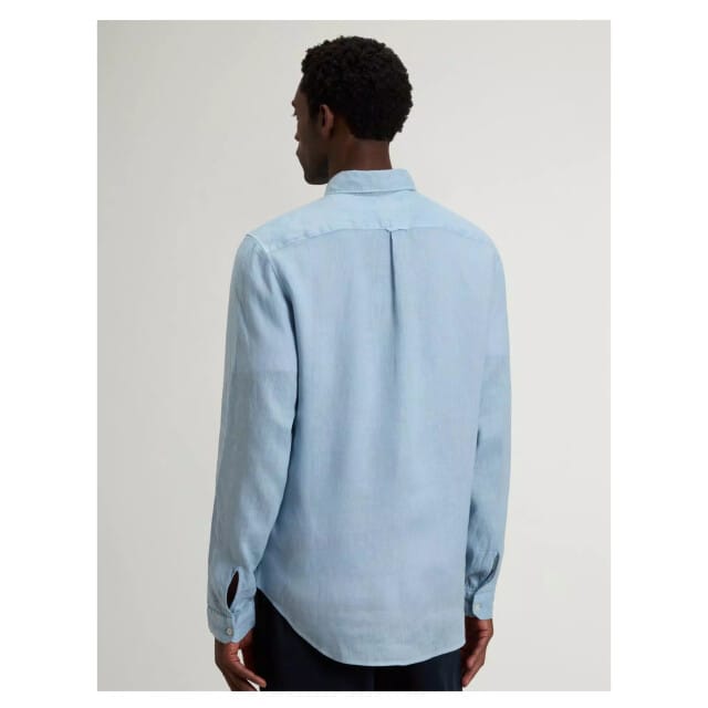 Woolrich Linen Shirt Lange Mouw Overhemden Lichtblauw Cfwosi2013mrut5284