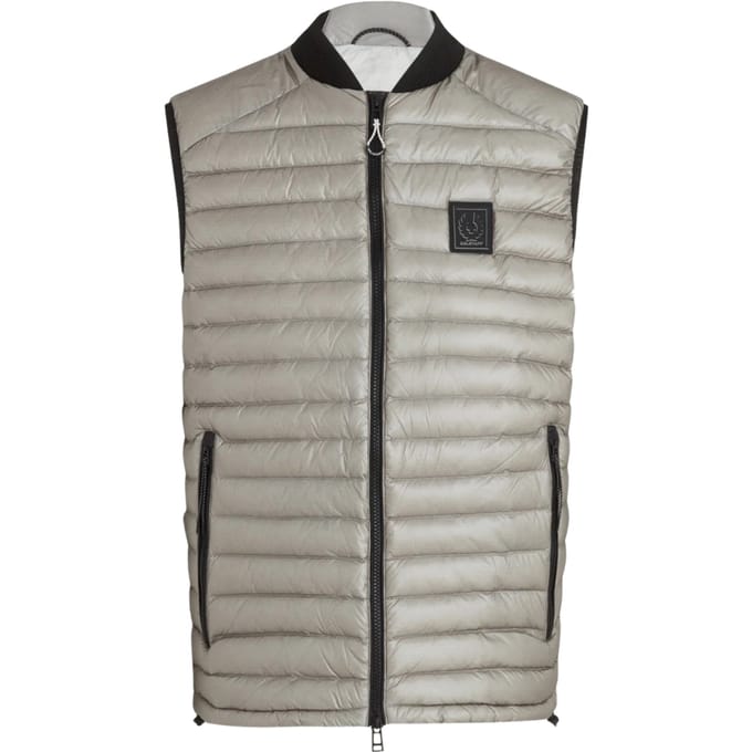 Belstaff Airframe beige glanzende gilet met donsvulling