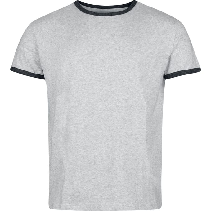 R.E.D. Rock-Engineered Design grijs basic T-shirt met zwarte accenten - Heren - M