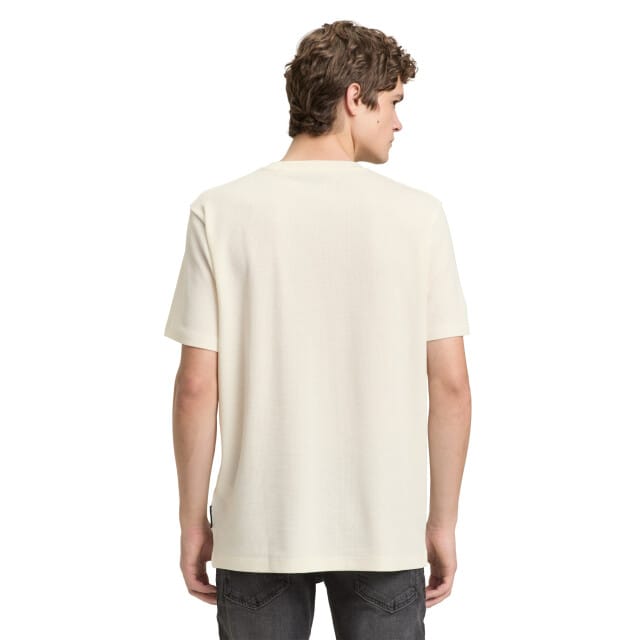 Tom Tailor Denim - T-shirt met wafelstructuur - Maat S - Wool White