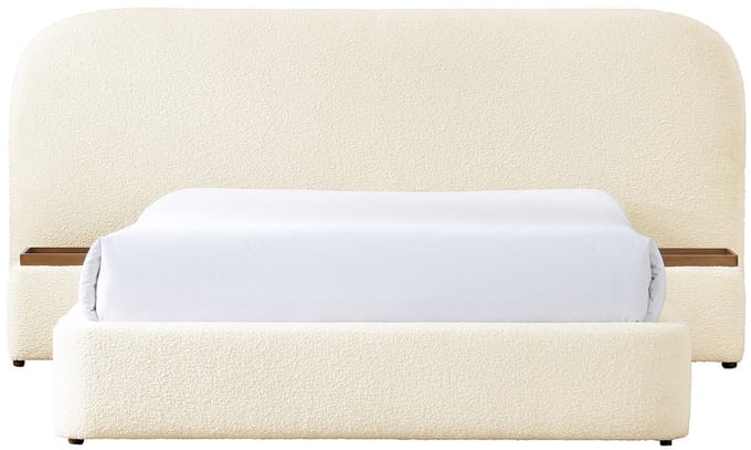 Vente-unique Bed met opbergruimte stof wit 180 x 200 cm (Super King Size Bed)