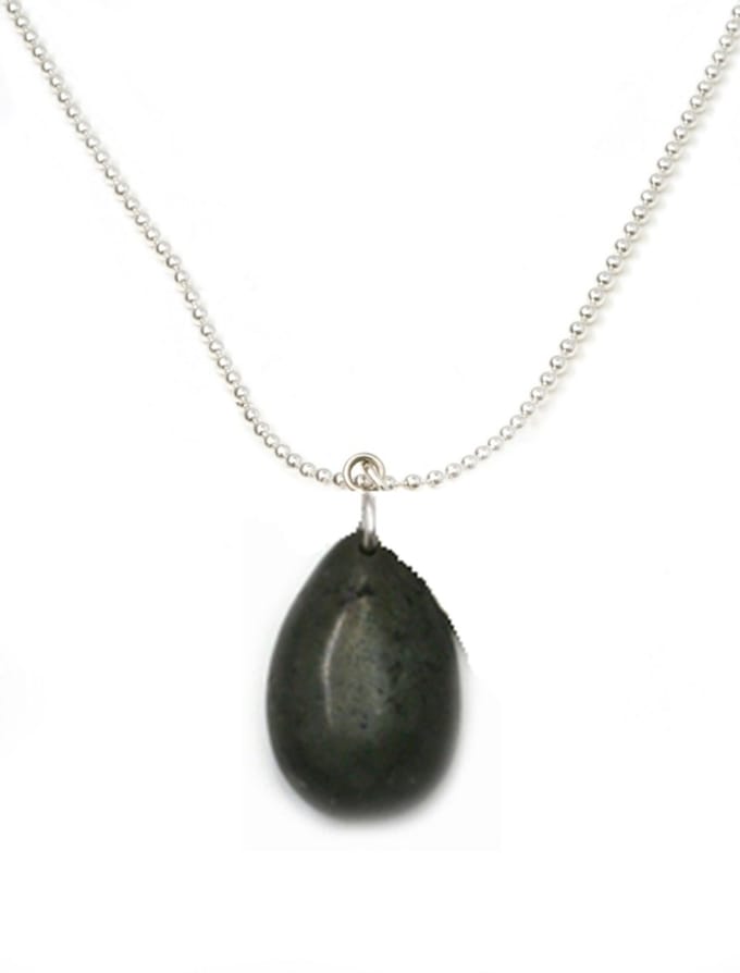 IbizaMen - Heren - ketting - ballchain - rvs - edelsteen - onyx - drop