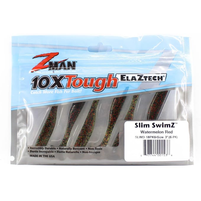 Zman Soft Lure Slim SwimZ 3 Inch 6/Pack Watermeloen Rood (1536)
