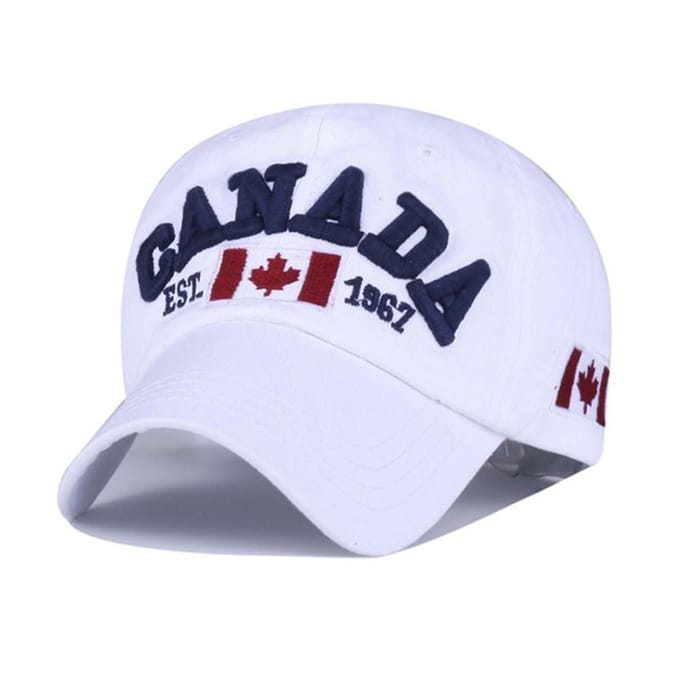 Casquette de Baseball en Coton Mode Canada Drapeau du Canada Casquette Snapback Réglable Casquettes de Baseball Homme Gorras white