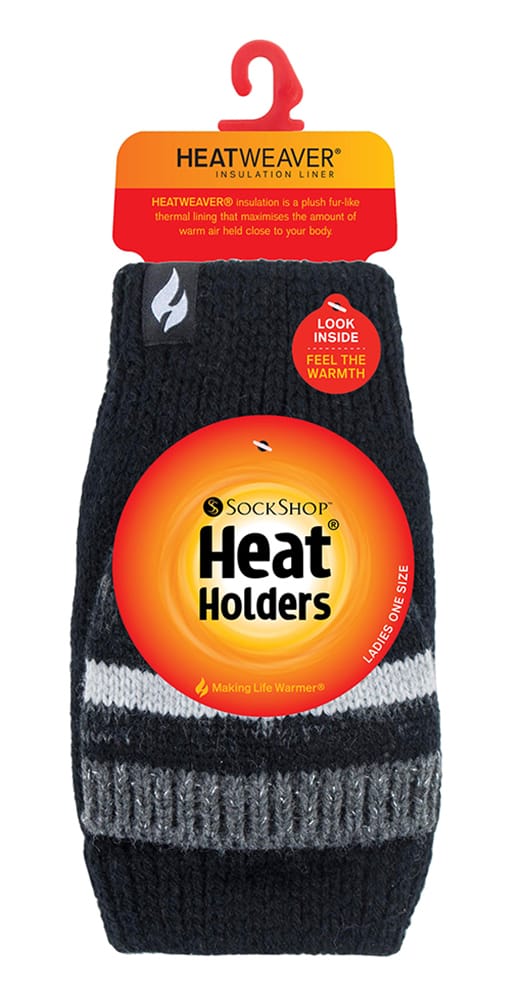 Heat Holders - Thermisch gebreide convertorhandschoen voor dames - Zwart