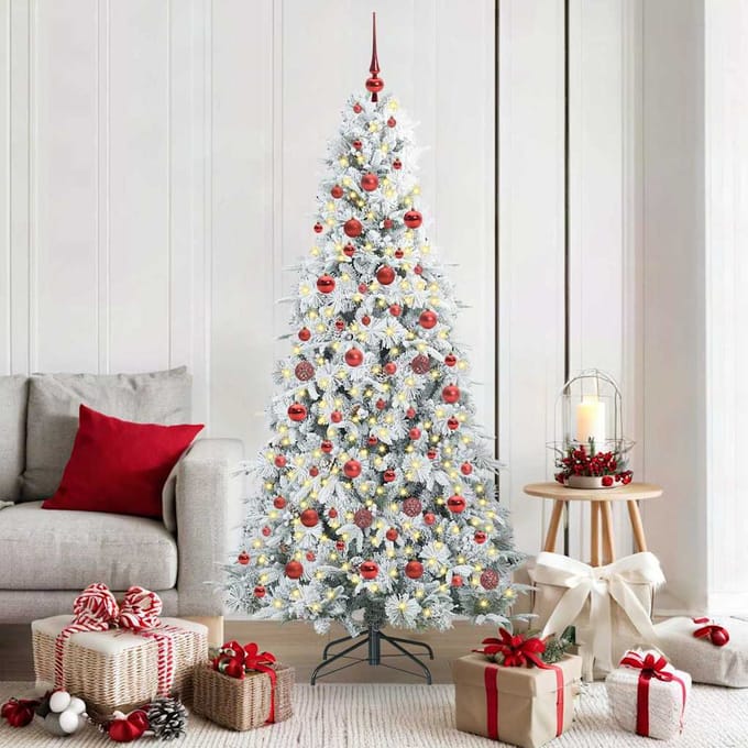 vidaXL - Kunstmatige - Hinged - Kerstboom - Wit - 180 - cm - PE - en - PVC